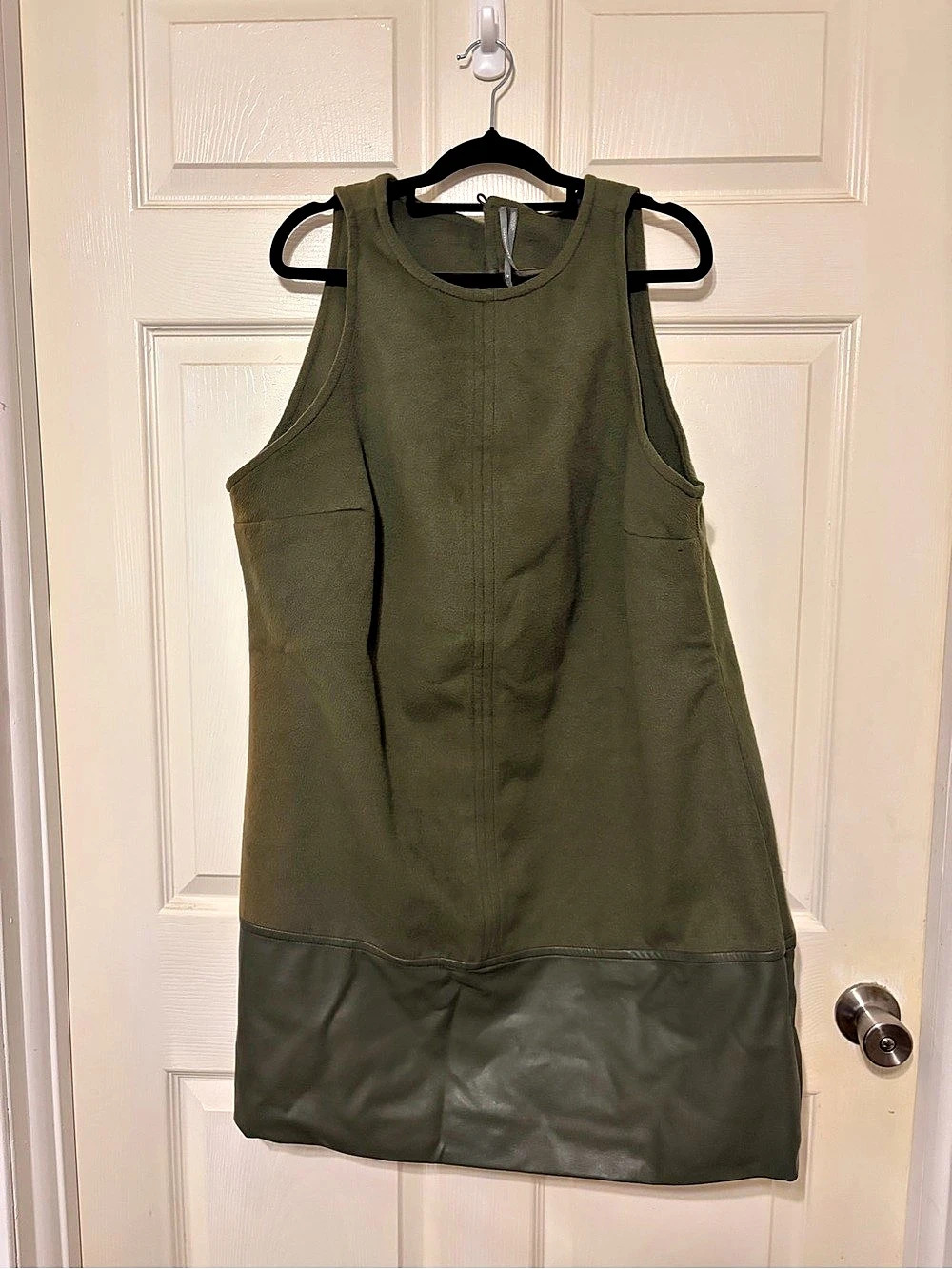 Anthropologie Faux Leather Shift Mini Dress Mini Dress in Green